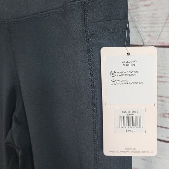 Danskin 7/8 Leggings Black Salt Small 4-Way Stretch Wicking Moisture Control NWT - Picture 7 of 9
